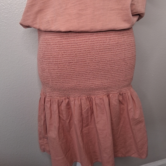 Nation LTD Kacy Combo Dress Pink Glaze Short Smocked Designer Boho Summer Size M - Picture 11 of 15